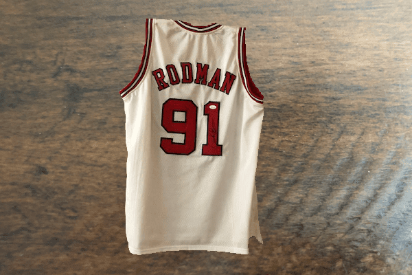 Dennis Rodman Signed Chicago Bulls Powder Pinstriped Jersey (JSA