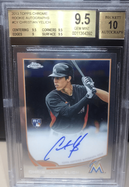 Christian Yelich 2013 Topps Chrome #CY Rookie RC Auto Marlins BGS 9.5 10 low res