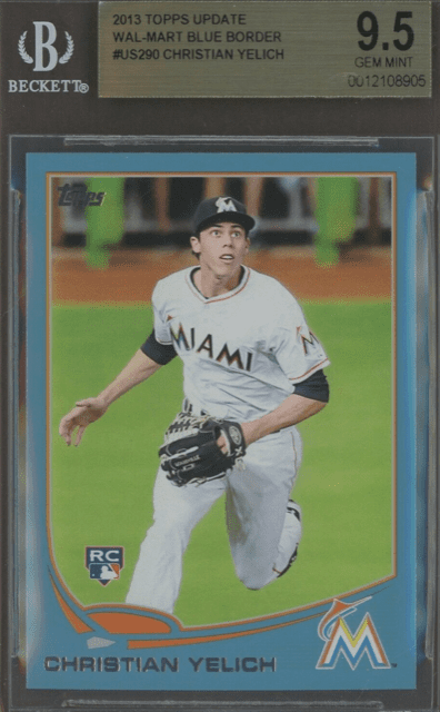 2013 Topps Update Walmart Blue Border #US290 Christian Yelich RC Rookie BGS 9.5 200-210 low res