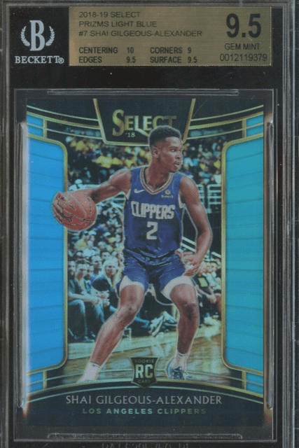 2018-19 Select Light Blue Prizm Shai Gilgeous-Alexander RC Rookie 22299 BGS 9.5 low res