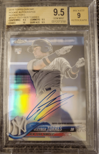 Gleyber Torres 2018 Topps Chrome Refractor Rookie Auto BGS 9.5 with 10 395499