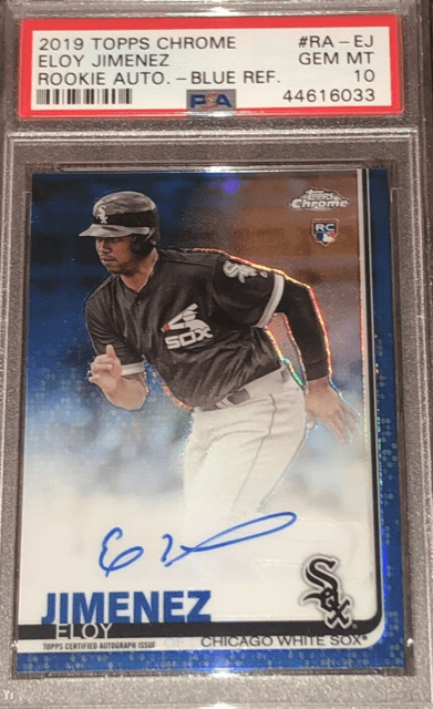 2019 Topps Chrome RC Auto Eloy Jimenez 150 BLUE REFRACTOR PSA 10 GEM MT 450-475