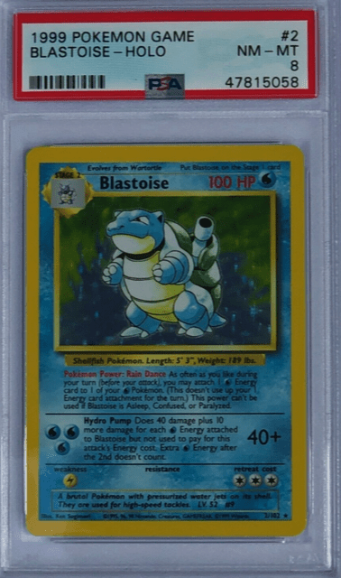 Pokemon Blastoise PSA 8 NM MT 2102 Base Set Unlimited HOLO English 500-550