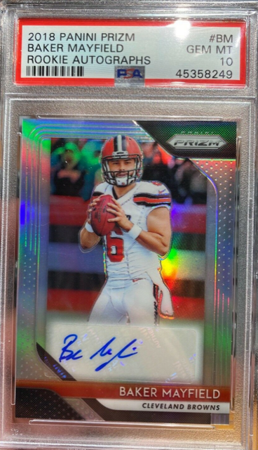 2018 Panini Prizm Baker Mayfield ROOKIE RC AUTO #BM PSA 10 GEM MINT BROWNS 375-400