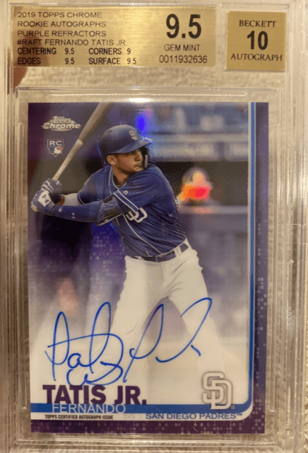 Fernando Tatis Jr. 2019 Topps Chrome Fernando Tatis Jr. Purple Refractor RC AUTO 250 BGS 9.5